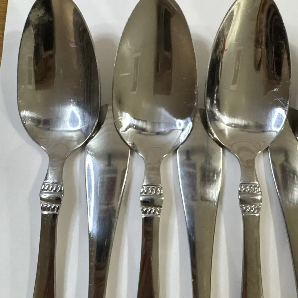 8 Oneida Stainless Avondale Soup TableSpoonsFlatware Rope Bands